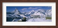 Group of people skiing near a mountain, Matterhorn, Switzerland Fine Art Print