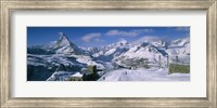 Group of people skiing near a mountain, Matterhorn, Switzerland Fine Art Print