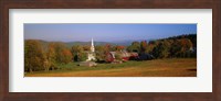 Church and a barn in a field, Peacham, Vermont, USA Fine Art Print