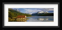 Boathouse at the lakeside, Maligne Lake, Jasper National Park, Alberta, Canada Fine Art Print