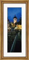 Bicycles parked along a stream near a road, Freiburg, Baden-Wurttemberg, Germany Fine Art Print