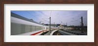 Silver Train on railroad tracks, Central Station, Berlin, Germany Fine Art Print