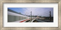 Silver Train on railroad tracks, Central Station, Berlin, Germany Fine Art Print