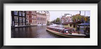 Tourboat in a channel, Amsterdam, Netherlands Fine Art Print