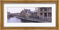 Buildings along the river, Leie River, Graslei, Ghent, Belgium Fine Art Print