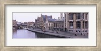 Buildings along the river, Leie River, Graslei, Ghent, Belgium Fine Art Print