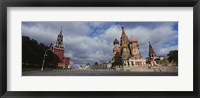 Low angle view of a cathedral, St. Basil's Cathedral, Spasskaya Tower, Kremlin, Moscow, Russia Fine Art Print