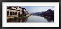 Buildings along a river, Uffizi Museum, Ponte Vecchio, Arno River, Florence, Tuscany, Italy Fine Art Print