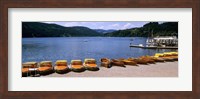 Row of boats in a dock, Titisee, Black Forest, Germany Fine Art Print