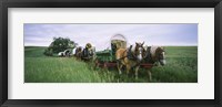 Historical reenactment, Covered wagons in a field, North Dakota, USA Fine Art Print