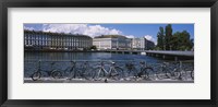 Buildings at the waterfront, Rhone River, Geneva, Switzerland Fine Art Print