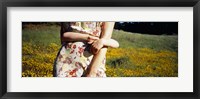 Mid section view of a girl hugging her mother in a field, Marin County, California, USA Fine Art Print