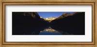 Reflection of mountains in a lake, Lake Louise, Banff National Park, Alberta, Canada Fine Art Print