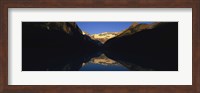 Reflection of mountains in a lake, Lake Louise, Banff National Park, Alberta, Canada Fine Art Print