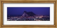 High angle view of a city lit up at night, Rock Of Gibraltar, Andalusia, Spain Fine Art Print