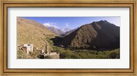 Ruins of a village with mountains in the background, Atlas Mountains, Marrakesh, Morocco Fine Art Print