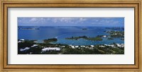 High angle view of buildings at the waterfront, Gibbs Hill Lighthouse, Bermuda Fine Art Print