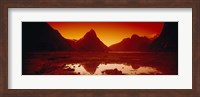 Reflection of mountains in a lake, Mitre Peak, Milford Sound, Fiordland National Park, South Island, New Zealand Fine Art Print