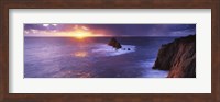 Sunset over the sea, Land's End, Cornwall, England Fine Art Print