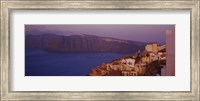 High angle view of a town, Santorini, Greece (dusk) Fine Art Print