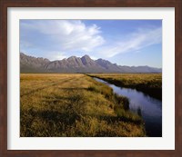 River with a mountain range in the background, Hermon Farm, outside of Cape Town, South Africa Fine Art Print