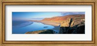 Cliffs on the beach, Worms Head, Rhossili, Wales Fine Art Print