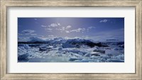Icebergs floating on water, Vatnajokull, Fjallsarlon, Jokulsarlon Lagoon, Iceland Fine Art Print