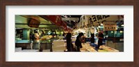 Customers buying fish in a fish market, Tsukiji Fish Market, Tsukiji, Tokyo Prefecture, Kanto Region, Japan Fine Art Print
