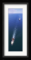 Aerial view of a battleship being towed in the sea, USS Iowa (BB-61), Rhode Island Sound, Rhode Island, USA Fine Art Print