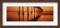 Silhouette of a pier at sunset, Hermosa Beach Pier, Hermosa Beach, California, USA Fine Art Print