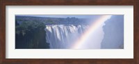 Rainbow over a waterfall, Victoria Falls, Zambezi River, Zimbabwe Fine Art Print