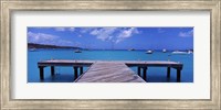 Pier with boats in the background, Sandy Ground, Anguilla Fine Art Print