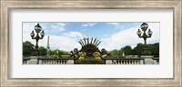 Bridge with a tower in the background, Pont Alexandre III, Eiffel Tower, Paris, Ile-de-France, France Fine Art Print