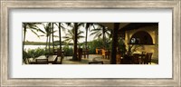 Restaurant surrounded with palm trees, Pilipan Restaurant, Watamu, Coast Province, Kenya Fine Art Print