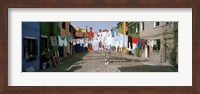 Clothesline in a street, Burano, Veneto, Italy Fine Art Print