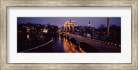Bridge lit up at night, Magere Brug, Amsterdam, Netherlands Fine Art Print