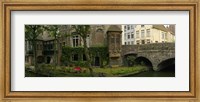 Buildings along channel, Bruges, West Flanders, Belgium Fine Art Print