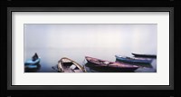 Row boats in a river, Ganges River, Varanasi, Uttar Pradesh, India Fine Art Print