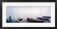 Row boats in a river, Ganges River, Varanasi, Uttar Pradesh, India Fine Art Print