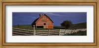Old barn with a fence in a field, Palouse, Whitman County, Washington State, USA Fine Art Print