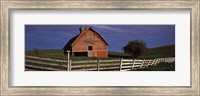 Old barn with a fence in a field, Palouse, Whitman County, Washington State, USA Fine Art Print