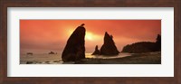 Silhouette of seastacks at sunset, Olympic National Park, Washington State Fine Art Print