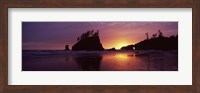 Silhouette of seastacks at sunset, Second Beach, Washington State Fine Art Print