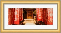 Entrance of a shrine lined with flags, Tokyo Prefecture, Japan Fine Art Print