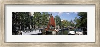 Boats in a channel, Amsterdam, Netherlands Fine Art Print