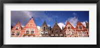 Low angle view of colorful buildings, Main Square, Bruges, West Flanders, Flemish Region, Belgium Fine Art Print