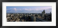 High angle view of a city, Old Havana, Havana, Cuba (Blue Sky with Clouds) Fine Art Print