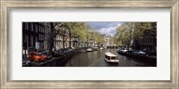Close up of Boats in a canal, Amsterdam, Netherlands Fine Art Print