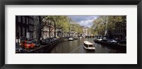 Close up of Boats in a canal, Amsterdam, Netherlands Fine Art Print
