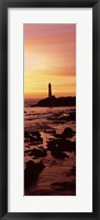 Silhouette of a lighthouse at sunset, Pigeon Point Lighthouse, San Mateo County, California Fine Art Print